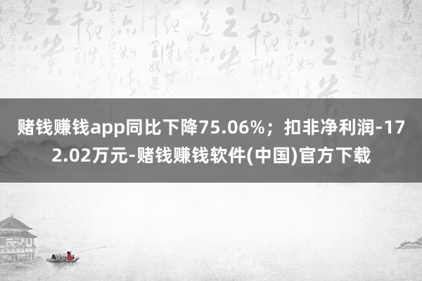 赌钱赚钱app同比下降75.06%;扣非净利润-172.02万元-赌钱赚钱软件(中国)官方下载